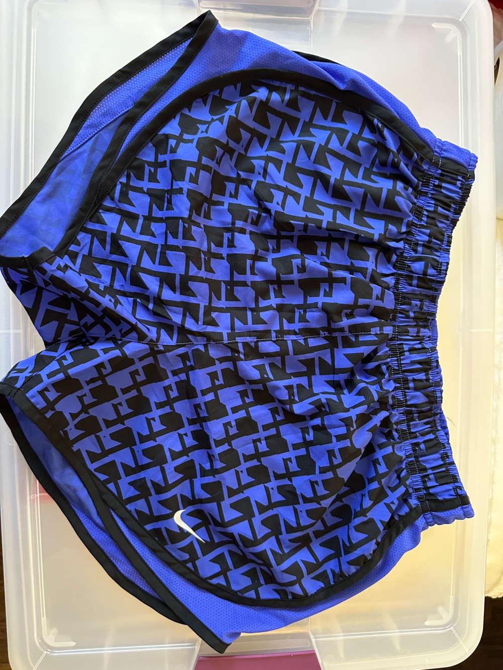Nike Tempo Women’s Athletic Shorts - Blue and Black Geometric print - Size small